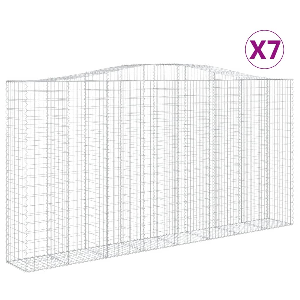 vidaXL Klenuté gabionové koše 7 ks 400x50x200/220cm pozinkované železo