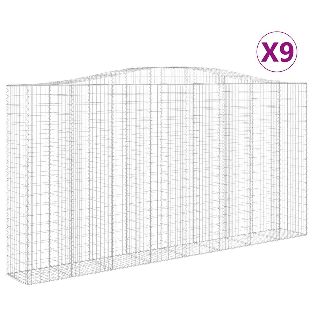 vidaXL Oblúkový gabionový kôš 9 ks 400x50x200/220cm pozinkované železo