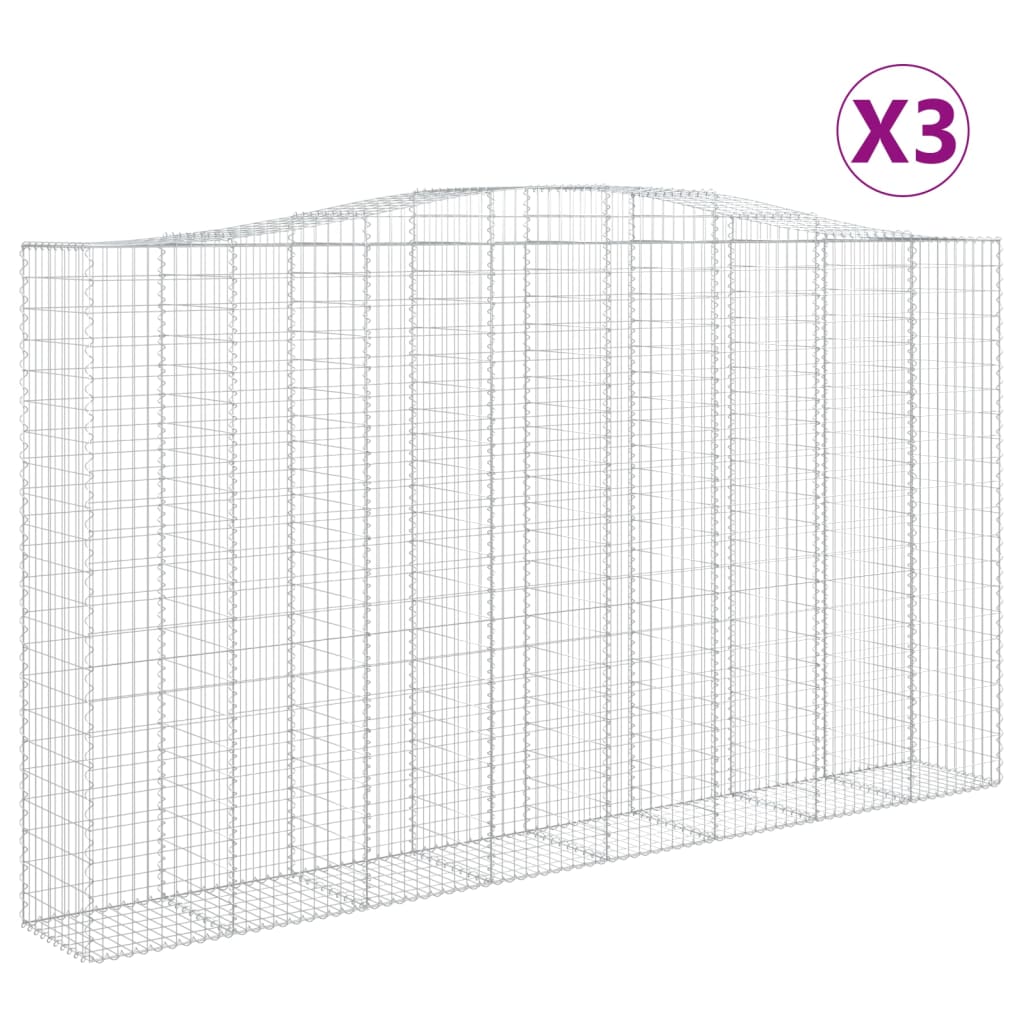 vidaXL Klenuté gabionové koše 3 ks 400x50x220/240cm pozinkované železo