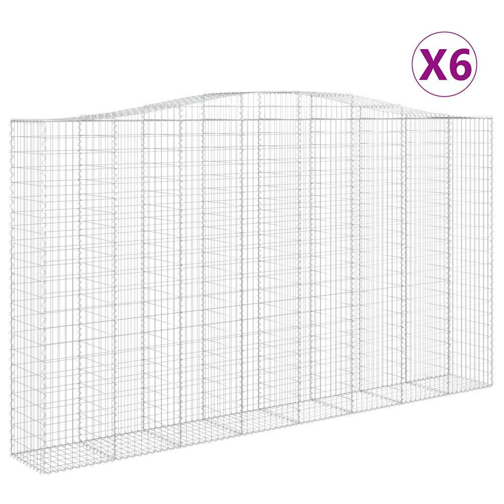 vidaXL Oblúkový gabionový kôš 6 ks 400x50x220/240cm pozinkované železo