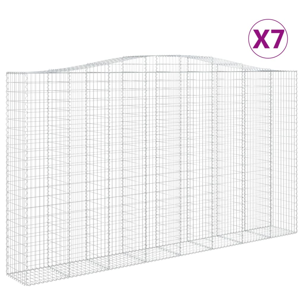 vidaXL Klenuté gabionové koše 7 ks 400x50x220/240cm pozinkované železo