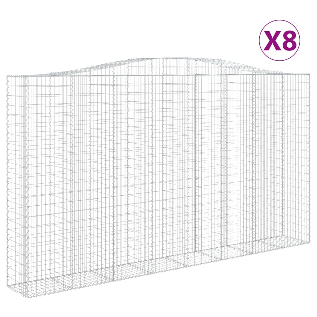 vidaXL Klenuté gabionové koše 8 ks 400x50x220/240cm pozinkované železo