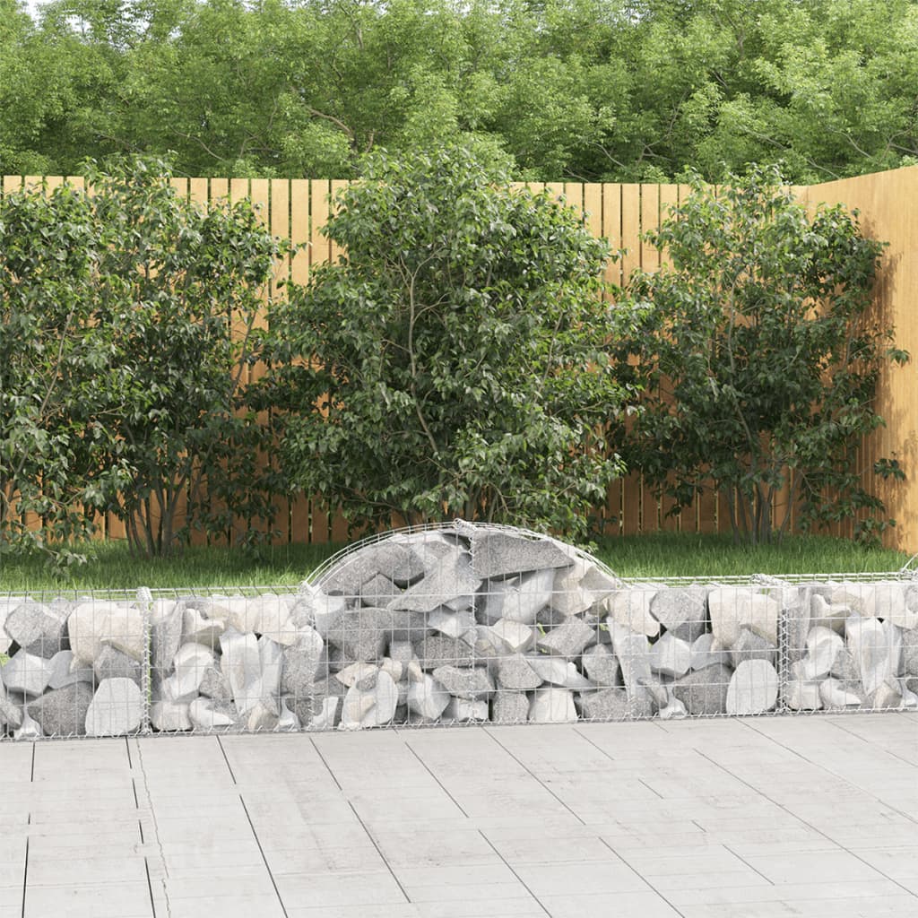 vidaXL Coșuri gabion arcuite 2 buc, 200x30x40/60 cm, fier galvanizat