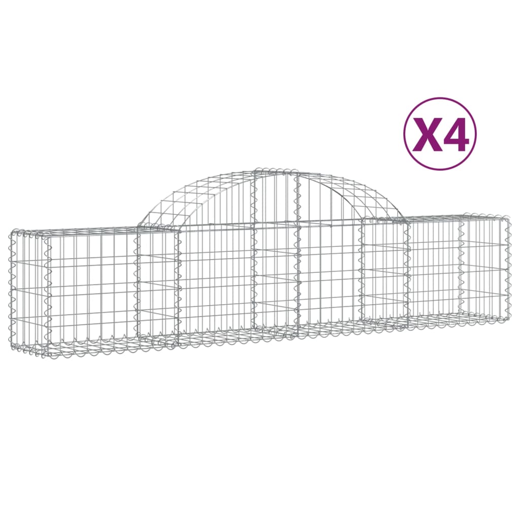 vidaXL Schanskorven 4 st gewelfd 200x30x40/60 cm ijzer