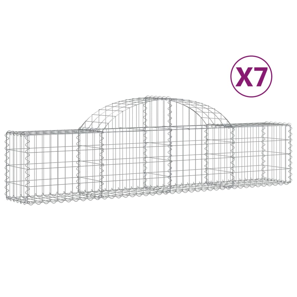 vidaXL Klenuté gabionové koše 7 ks 200x30x40/60 cm pozinkované železo