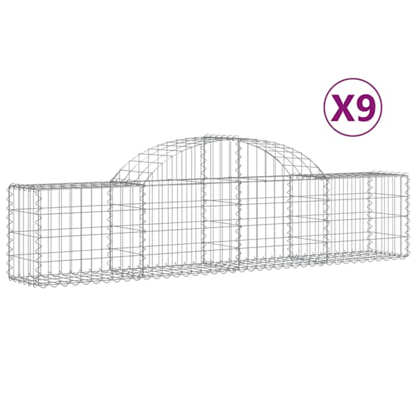 vidaXL kaarekujulised gabioonkorvid 9 tk, 200x30x40/60 cm, raud