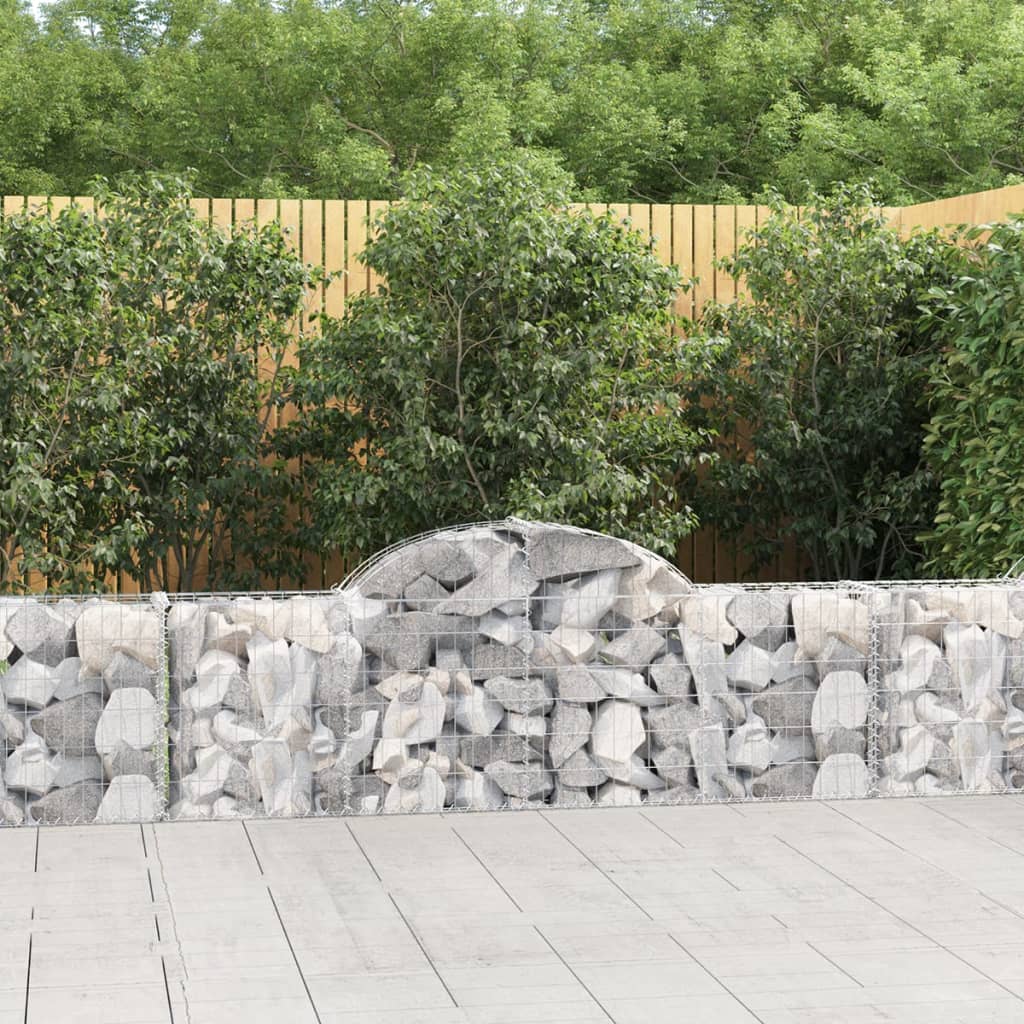 vida XL Gabionen mit Hochbogen 11 Stk. 200x 30x 60/80 cm Verzinktes Eisen