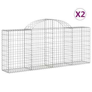 Klenuté gabionové koše 2 ks 200x30x80/100 cm pozinkované železo - obrázek 2