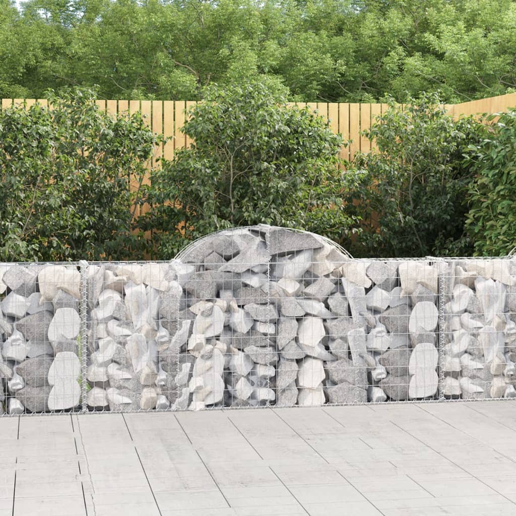 vida XL Gabionen mit Hochbogen 2 Stk. 200x 30x 80/100 cm Verzinktes Eisen