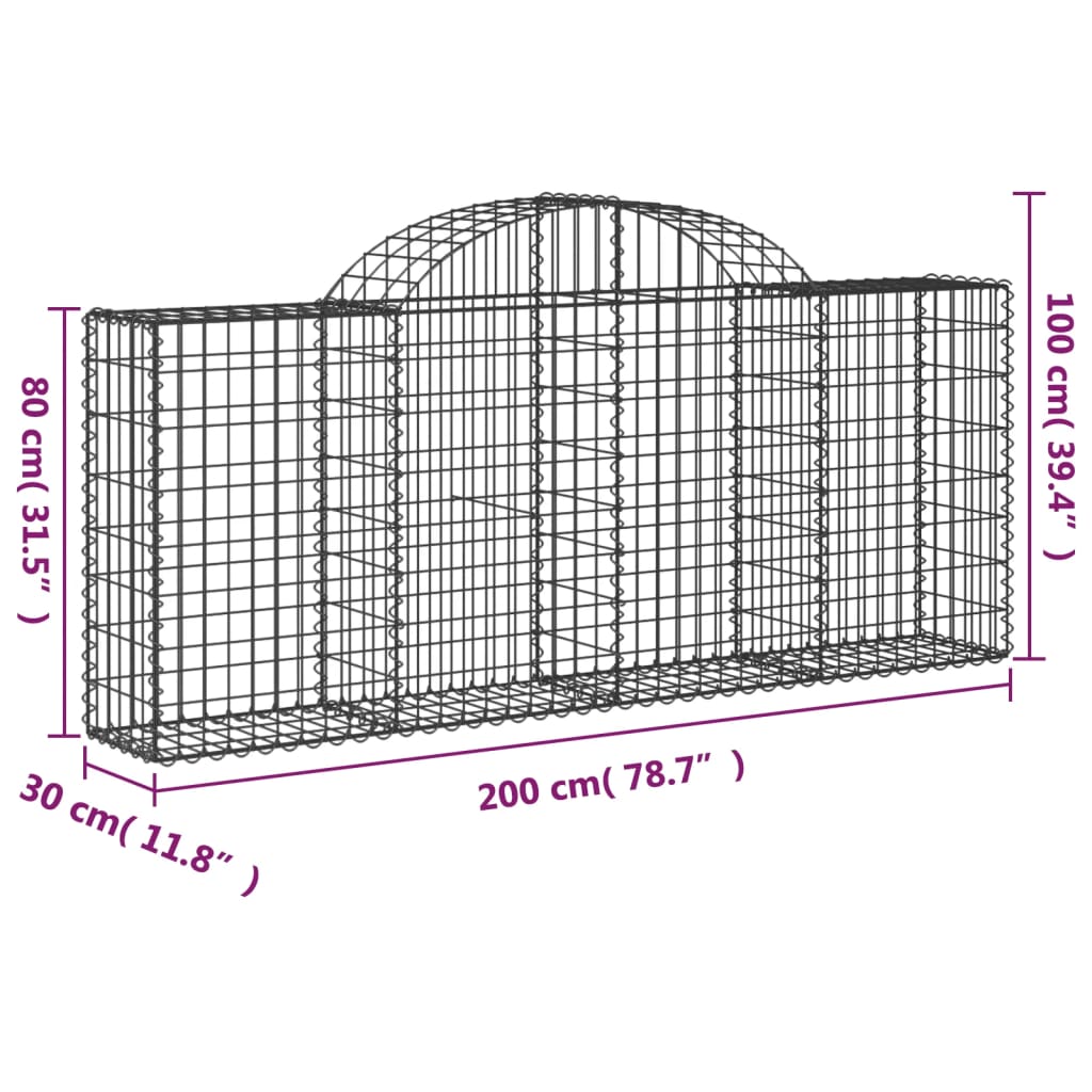 Габионни кошници арка 9 бр 200x30x80/100 см поцинковано желязо
