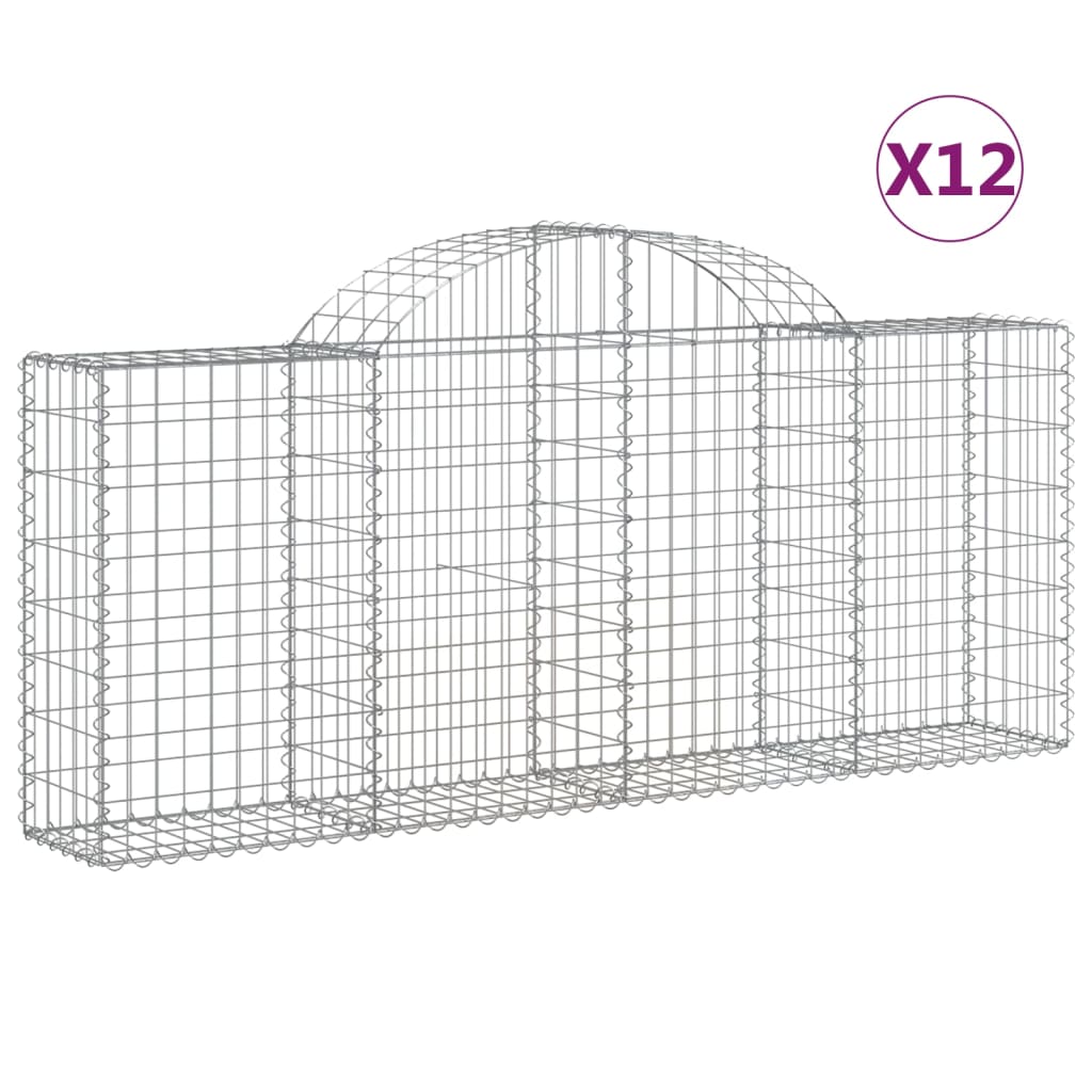 vidaXL Klenuté gabionové koše 12ks 200x30x80/100 cm pozinkované železo