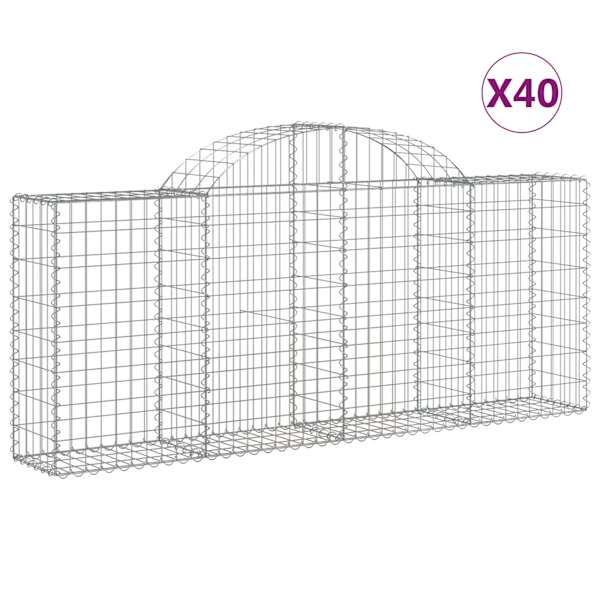 vidaXL kaarekujulised gabioonkorvid 40 tk, 200x30x80/100 cm, raud