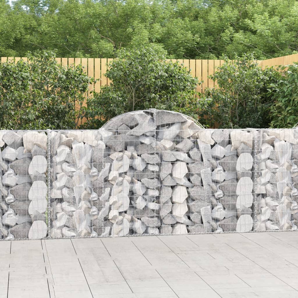 vidaXL Coșuri gabion arcuite 2 buc, 200x30x100/120 cm fier galvanizat