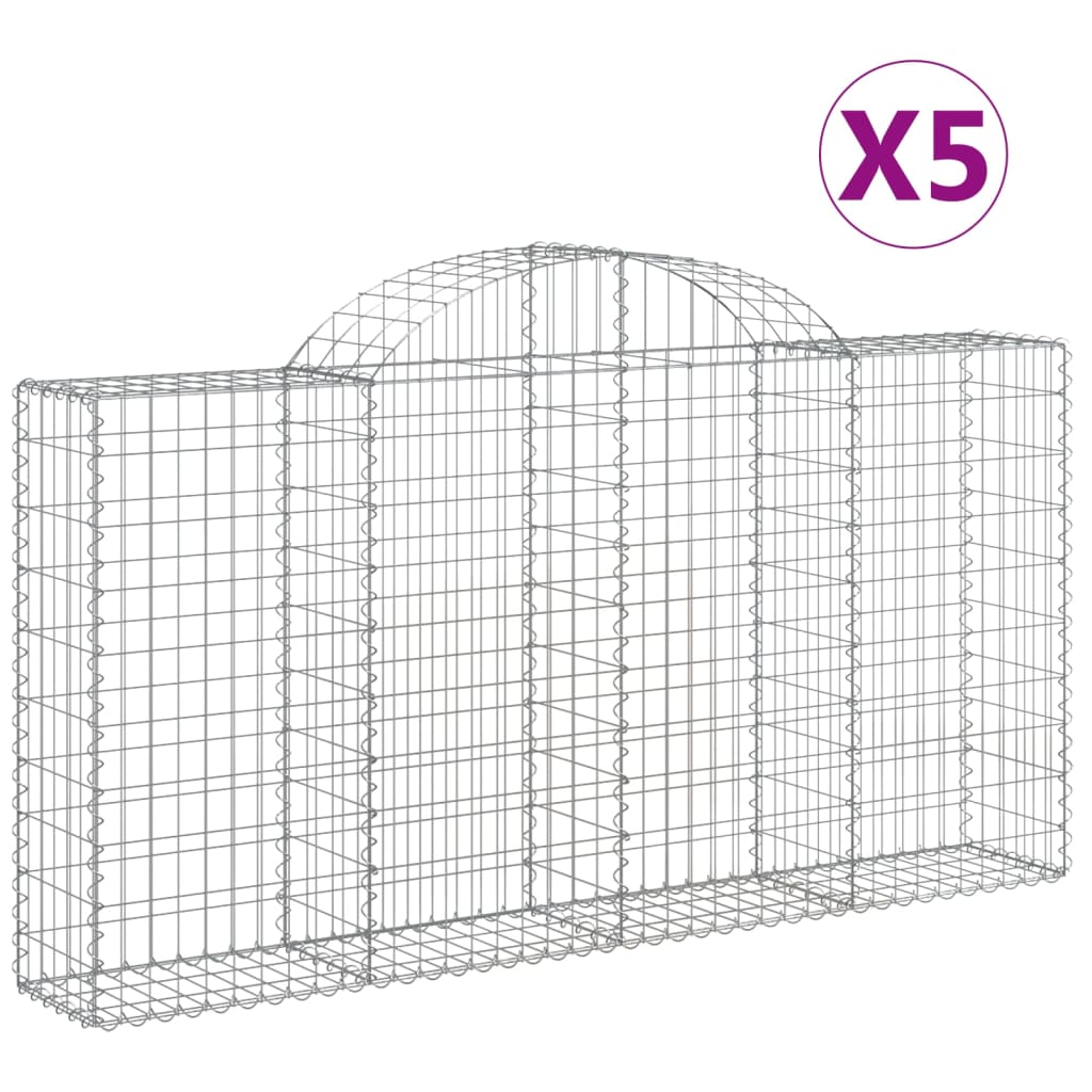 vidaXL Klenuté gabionové koše 5 ks 200x30x100/120cm pozinkované železo