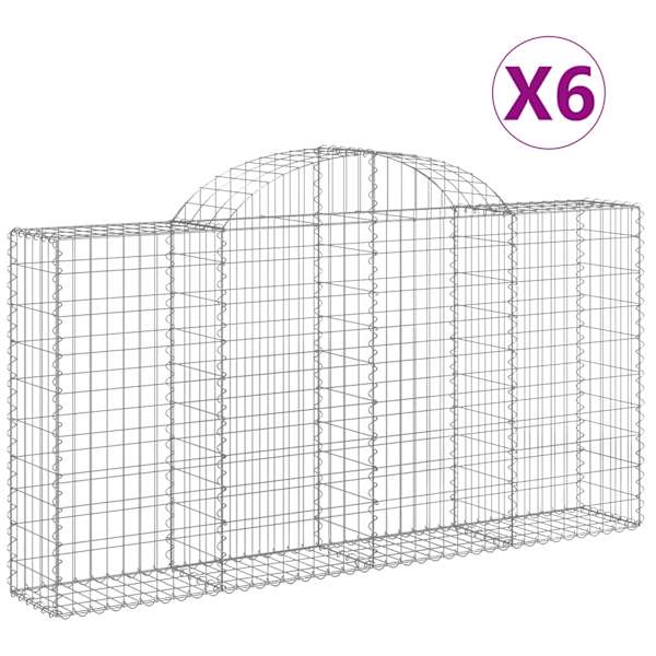 vidaXL kaarekujulised gabioonkorvid 6 tk, 200x30x100/120 cm, raud