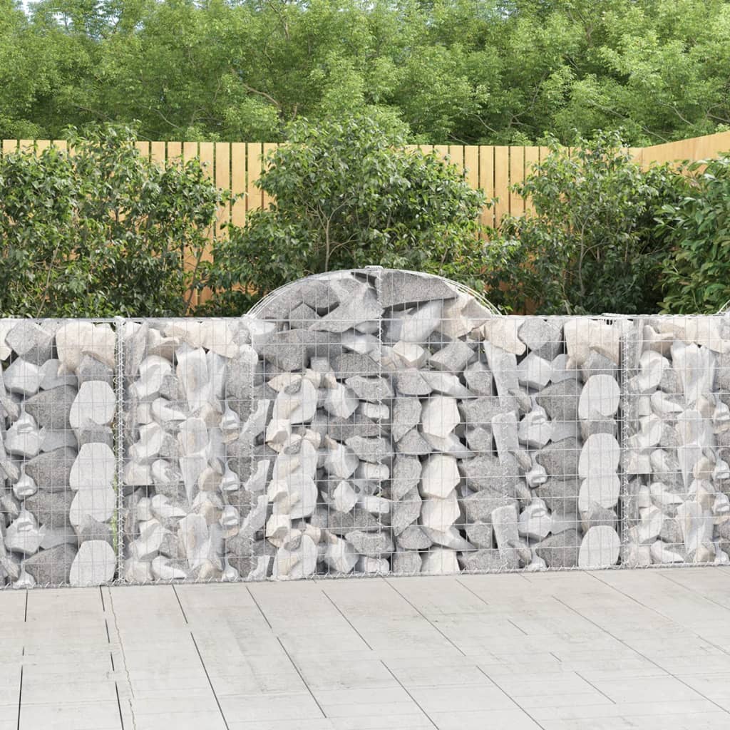 vidaXL Coșuri gabion arcuite 6 buc, 200x30x100/120 cm fier galvanizat