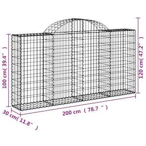 Klenuté gabionové koše 20ks 200x30x100/120cm pozinkované železo - obrázek 6