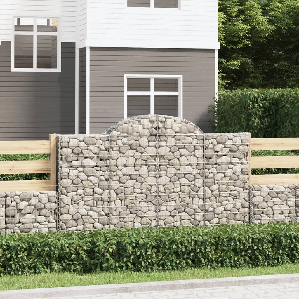vida XL Gabionen mit Hochbogen 2 Stk. 200x 30x 120/140cm Verzinktes Eisen