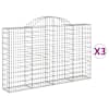 vidaXL kaarekujulised gabioonkorvid 3 tk, 200x30x120/140 cm, raud