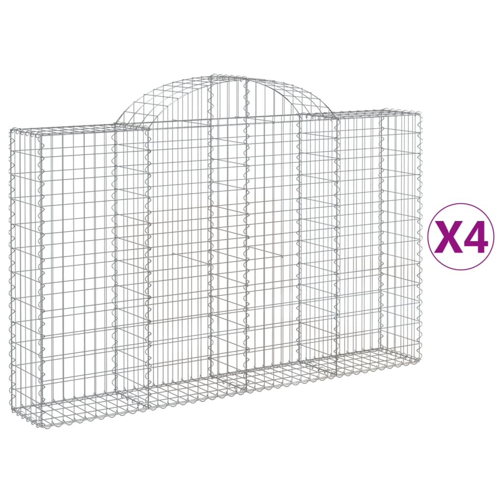 vidaXL Oblúkové gabionové koše 4 ks 200x30x120/140 cm pozink. železo