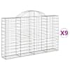 vidaXL kaarekujulised gabioonkorvid 9 tk, 200x30x120/140 cm, raud
