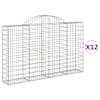 vidaXL kaarekujulised gabioonkorvid 12 tk, 200x30x120/140 cm, raud