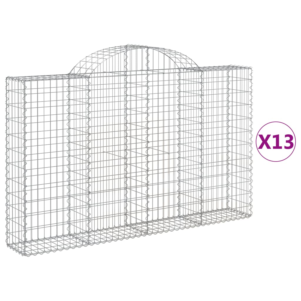 vidaXL Klenuté gabionové koše 13ks 200x30x120/140cm pozinkované železo