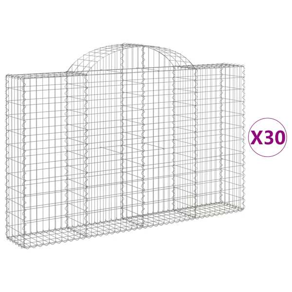 vidaXL kaarekujulised gabioonkorvid 30 tk, 200x30x120/140 cm, raud