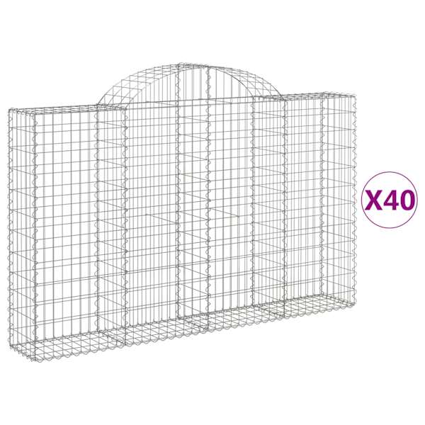 vidaXL kaarekujulised gabioonkorvid 40 tk, 200x30x120/140 cm, raud