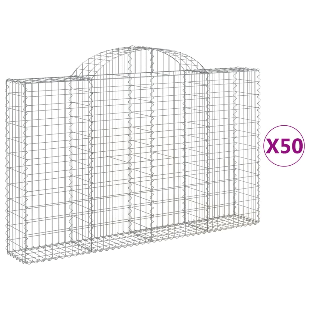 vidaXL Klenuté gabionové koše 50ks 200x30x120/140cm pozinkované železo