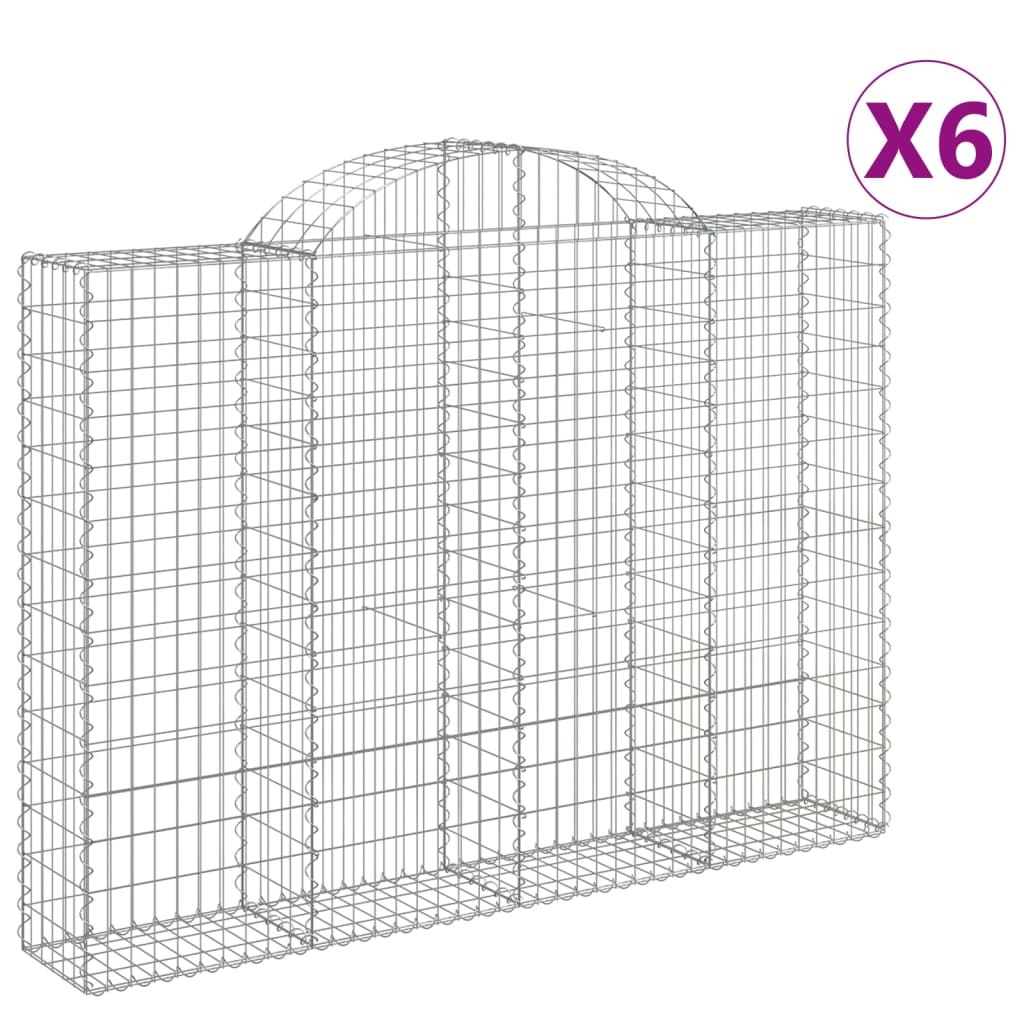 vidaXL Klenuté gabionové koše 6 ks 200x30x140/160cm pozinkované železo