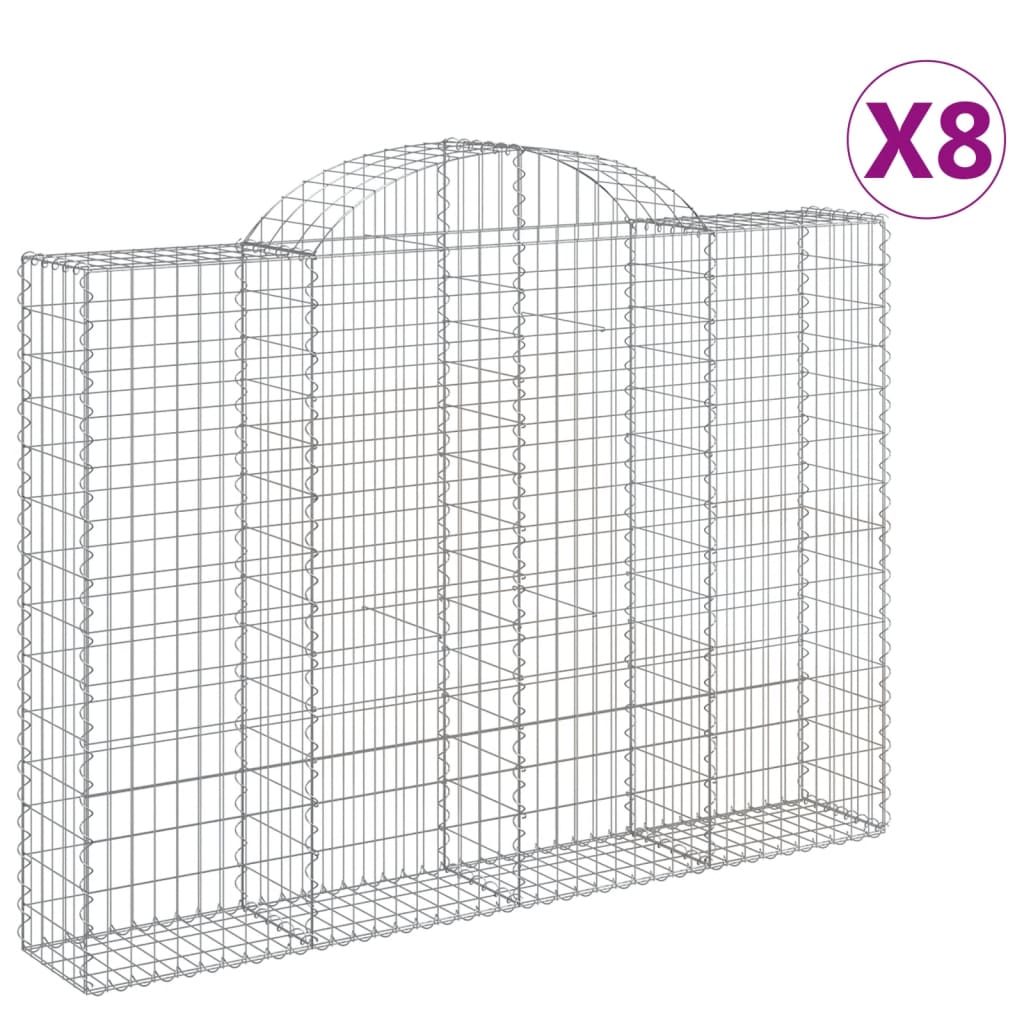 vidaXL Oblúkové gabionové koše 8 ks 200x30x140/160 cm pozink. železo