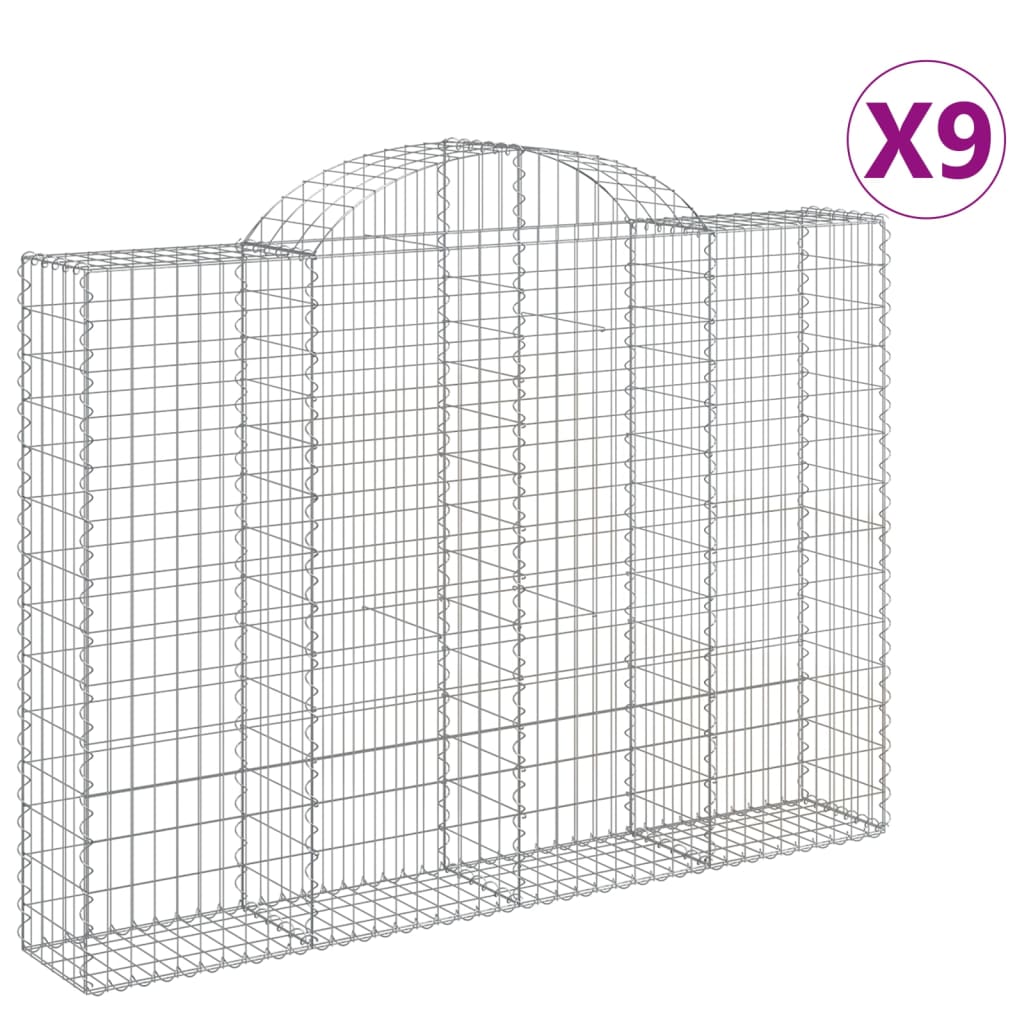 vidaXL Klenuté gabionové koše 9 ks 200x30x140/160cm pozinkované železo