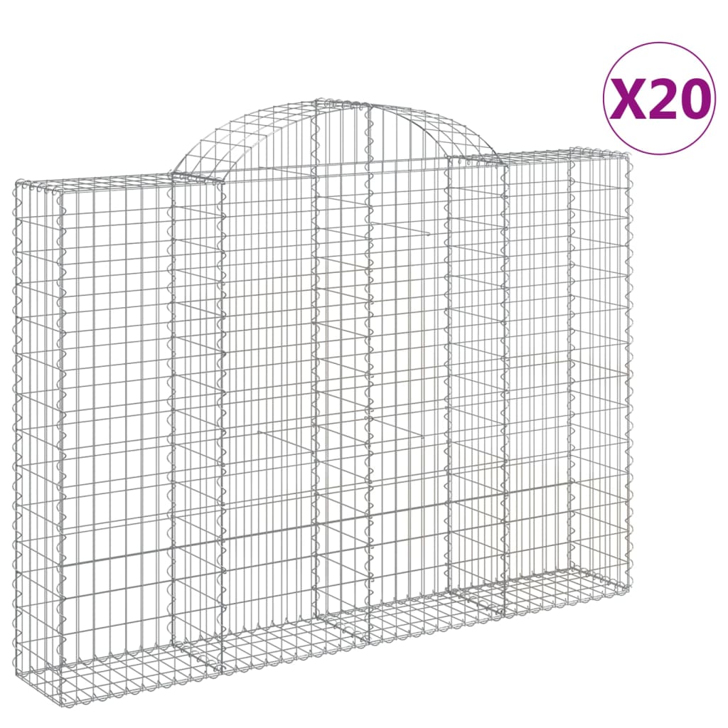 vidaXL Klenuté gabionové koše 20ks 200x30x140/160cm pozinkované železo