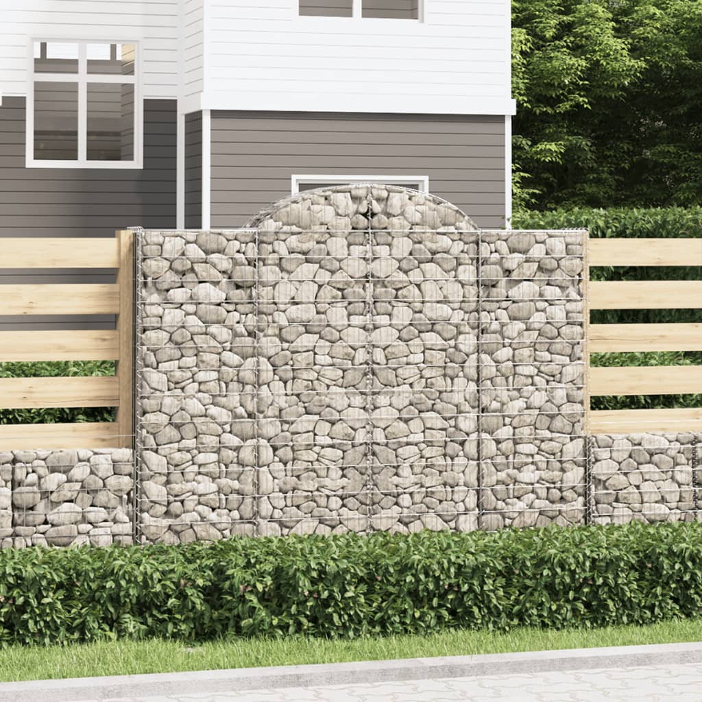 vidaXL Coșuri gabion arcuite 2 buc, 200x30x160/180 cm, fier galvanizat