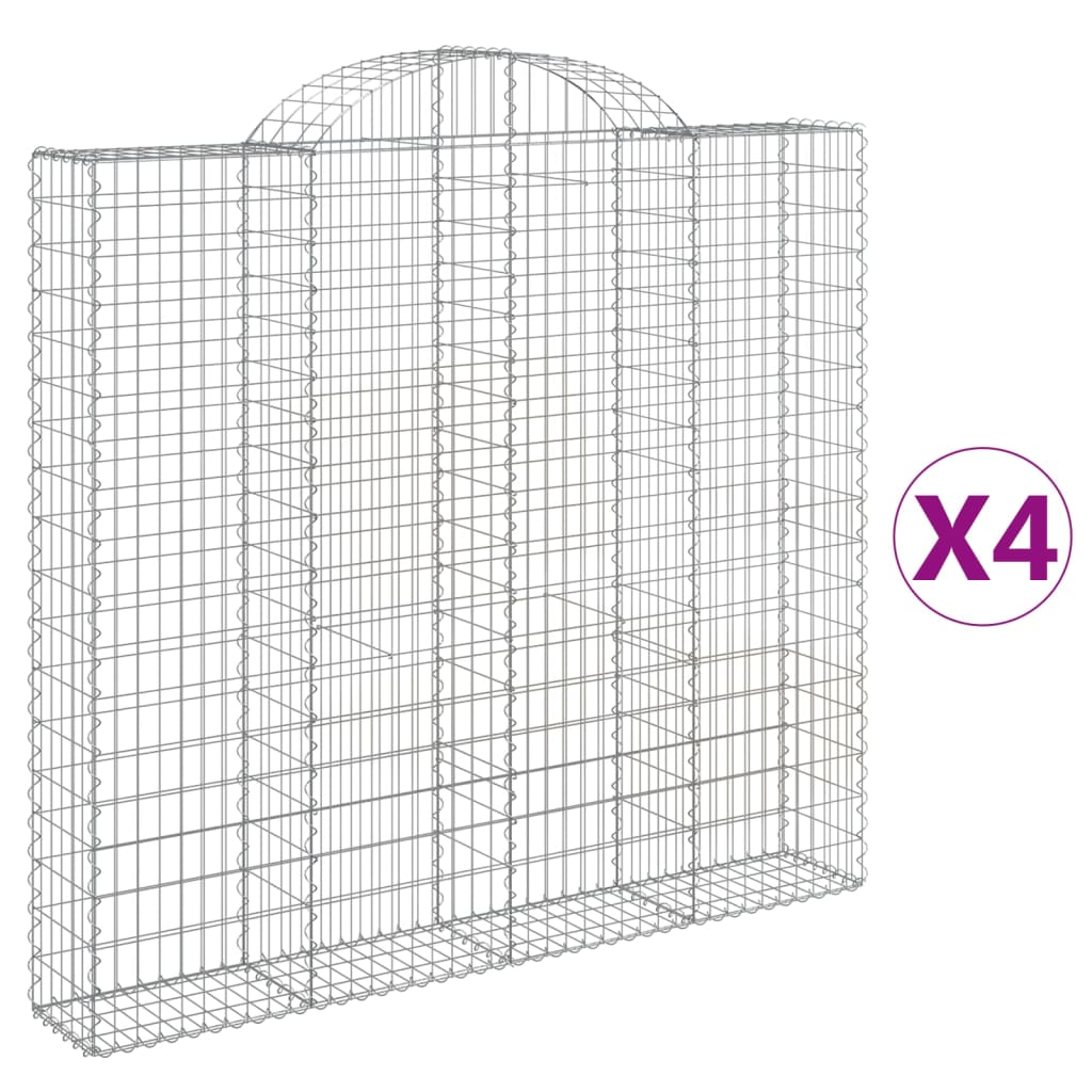 vidaXL Klenuté gabionové koše 4 ks 200x30x180/200cm pozinkované železo