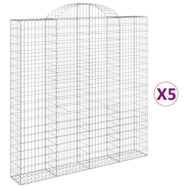 vidaXL kaarekujulised gabioonkorvid 5 tk, 200x30x200/220 cm, raud