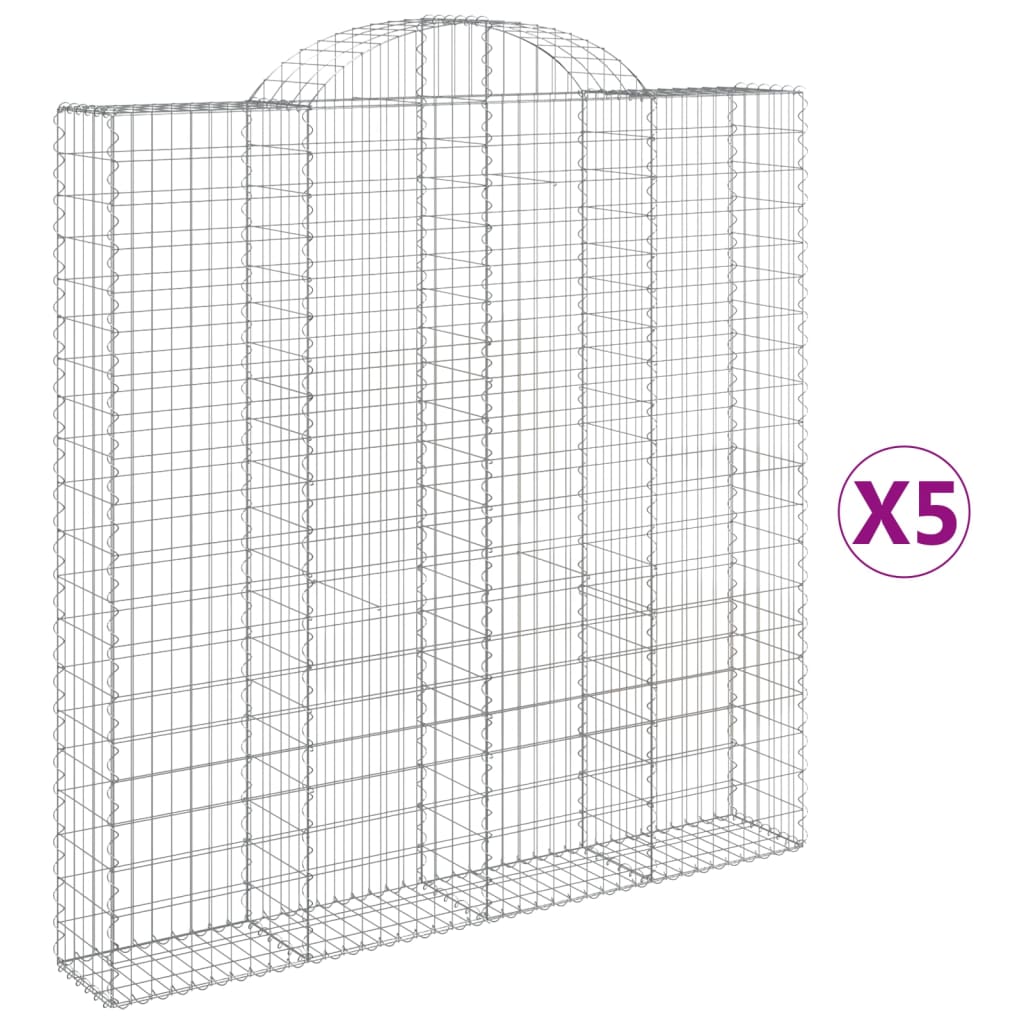 vidaXL Klenuté gabionové koše 5 ks 200x30x200/220cm pozinkované železo