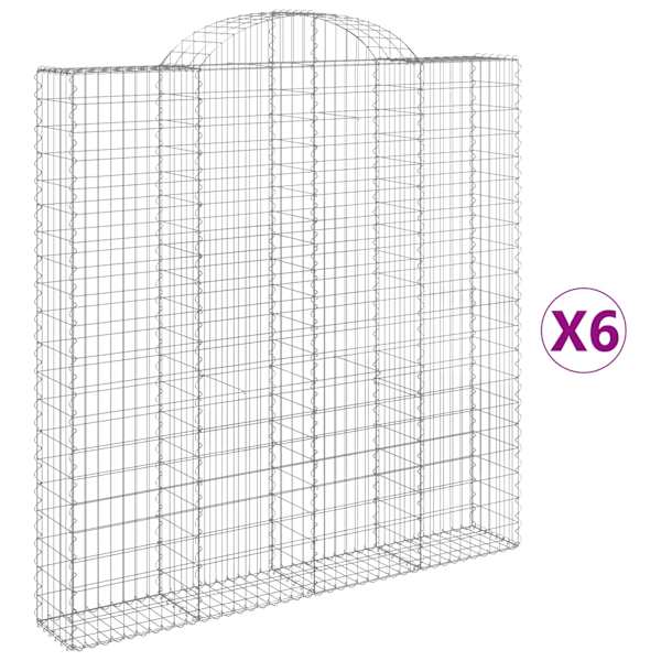vidaXL kaarekujulised gabioonkorvid 6 tk, 200x30x200/220 cm, raud