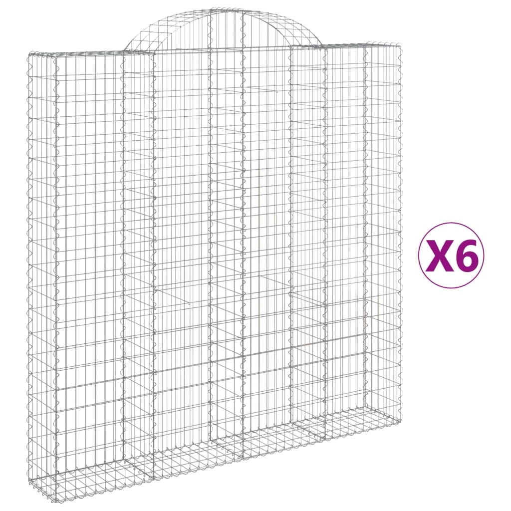 vidaXL Klenuté gabionové koše 6 ks 200x30x200/220cm pozinkované železo