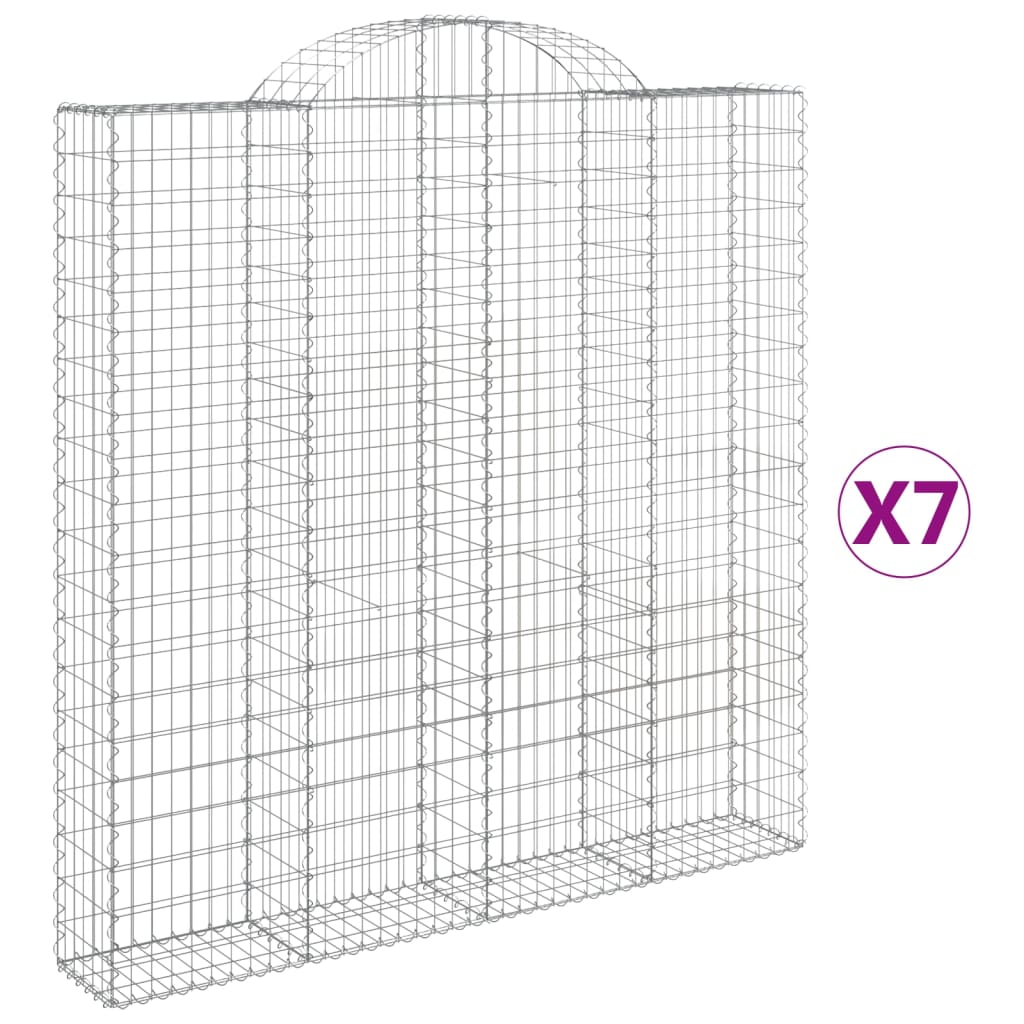 vidaXL Klenuté gabionové koše 7 ks 200x30x200/220cm pozinkované železo