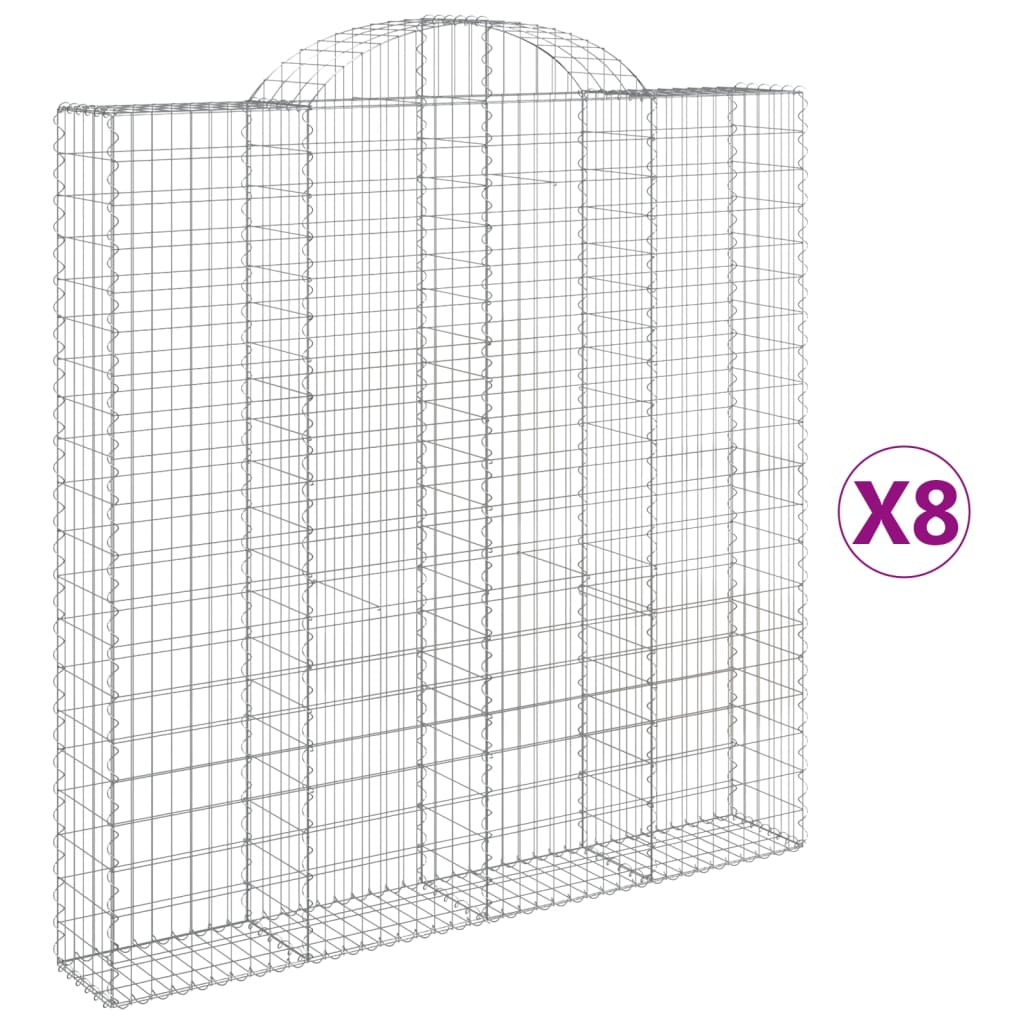 vidaXL Klenuté gabionové koše 8 ks 200x30x200/220cm pozinkované železo