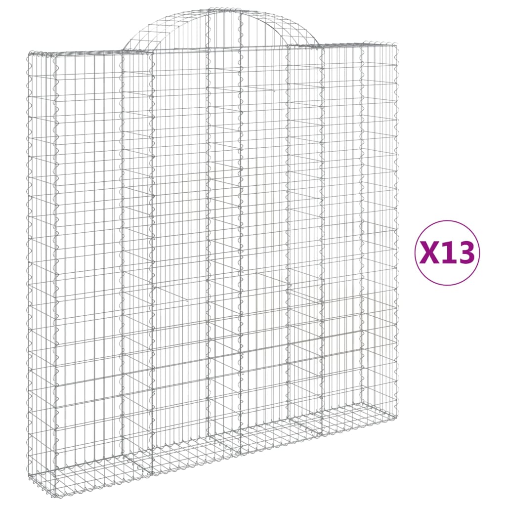 vidaXL Klenuté gabionové koše 13ks 200x30x200/220cm pozinkované železo