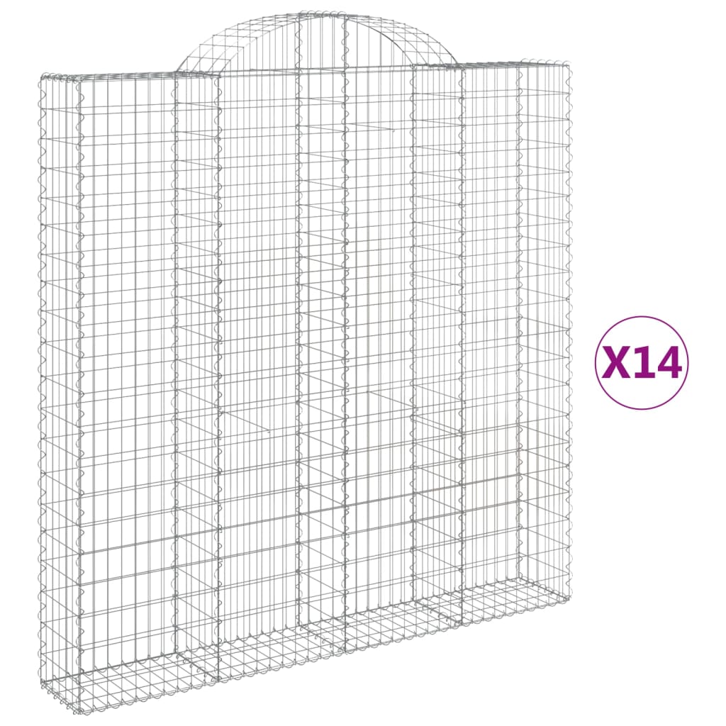 Obokane gabion košare 14kosov 200x30x200/220cm pocinkano železo