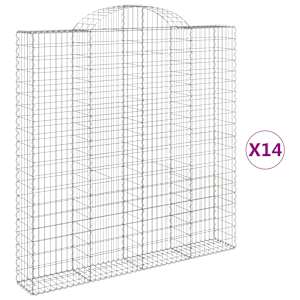 Klenuté gabionové koše 14ks 200x30x200/220cm pozinkované železo - obrázek 2