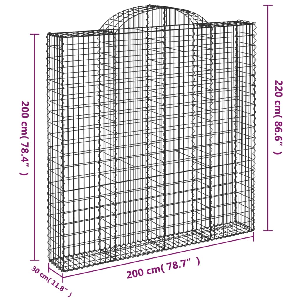Obokane gabion košare 14kosov 200x30x200/220cm pocinkano železo