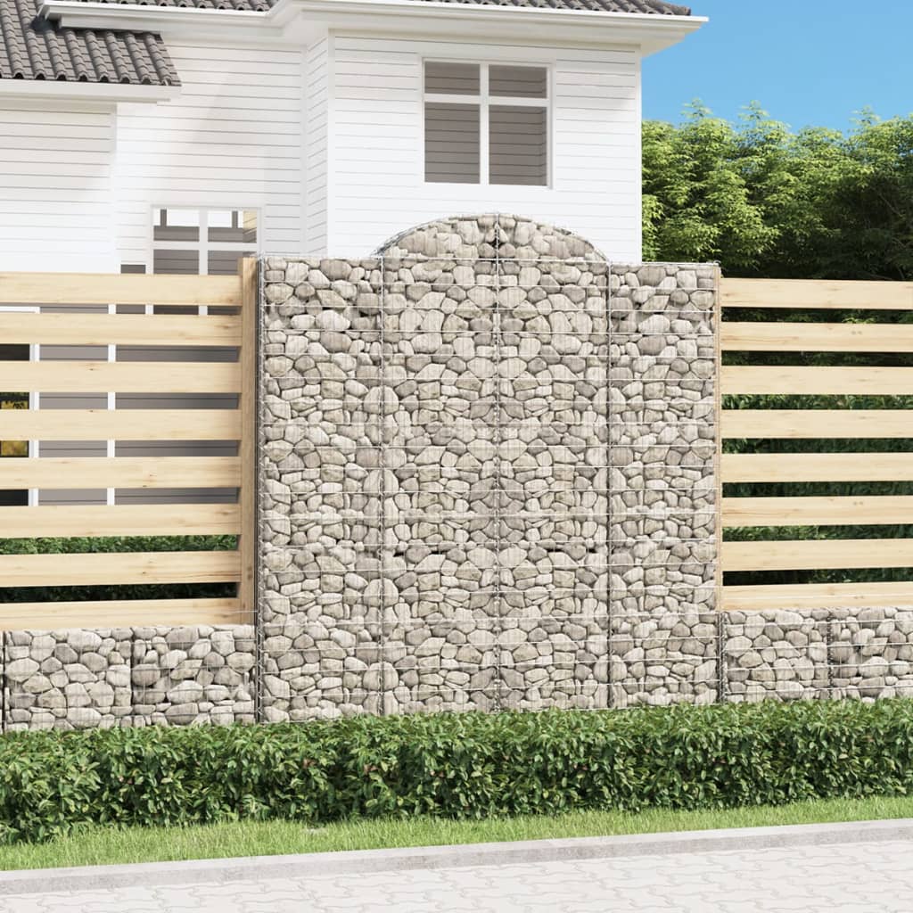 vidaXL Coșuri gabion arcuite, 2 buc 200x30x220/240cm, fier galvanizat