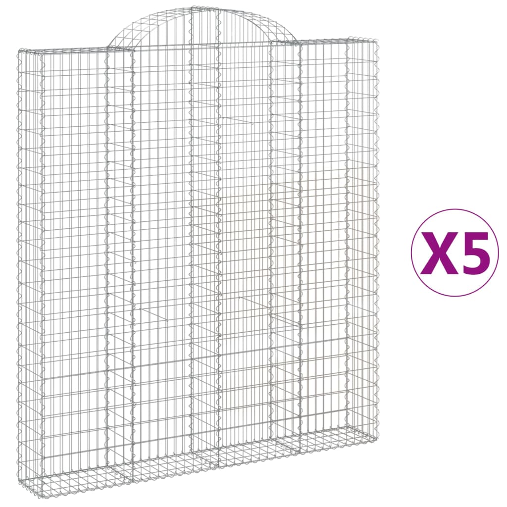 vidaXL Klenuté gabionové koše 5 ks 200x30x220/240cm pozinkované železo