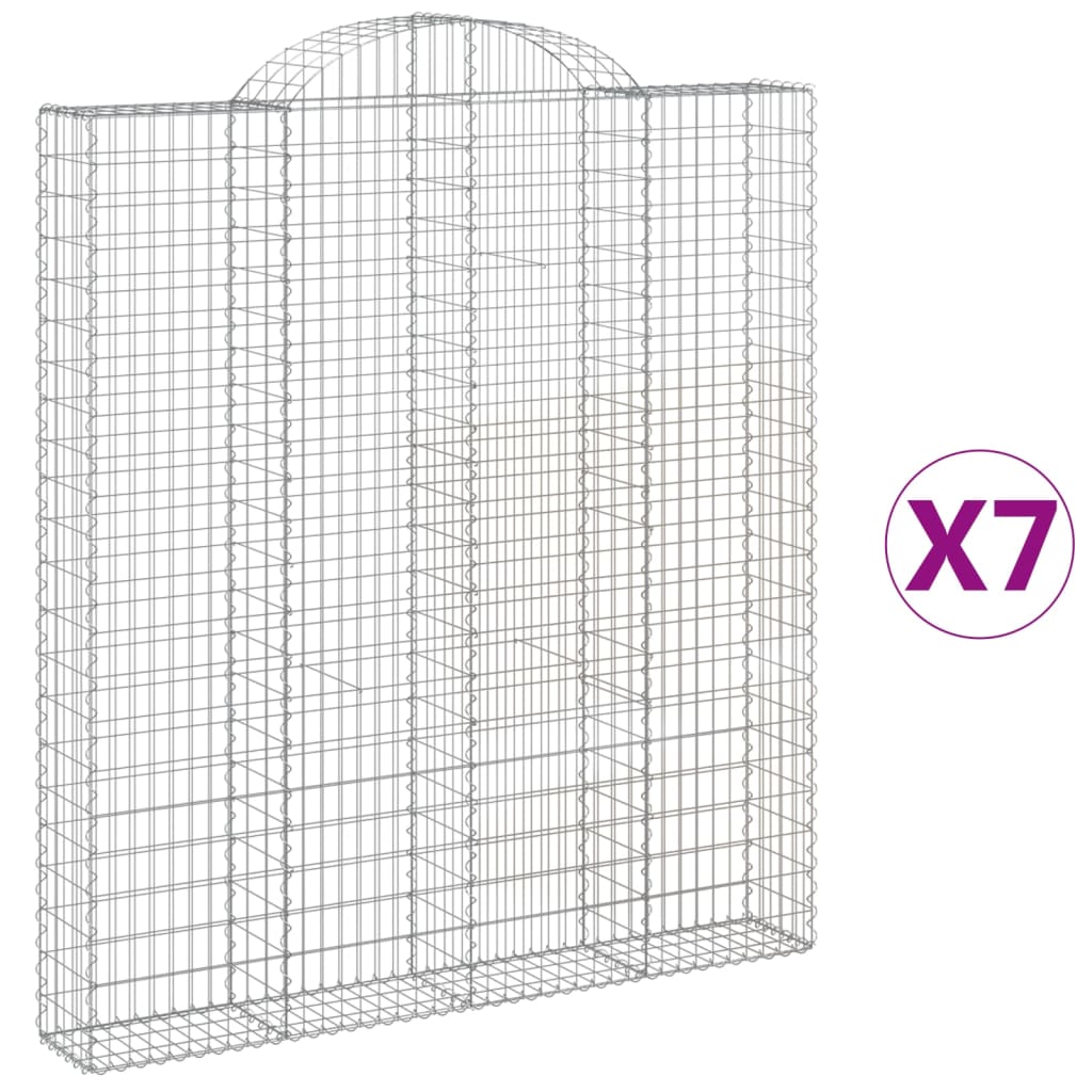 vidaXL Klenuté gabionové koše 7 ks 200x30x220/240cm pozinkované železo