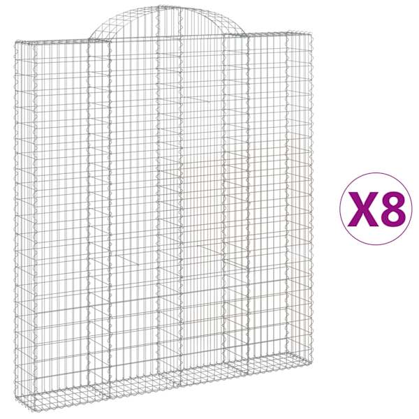 vidaXL kaarekujulised gabioonkorvid 8 tk, 200x30x220/240 cm, raud
